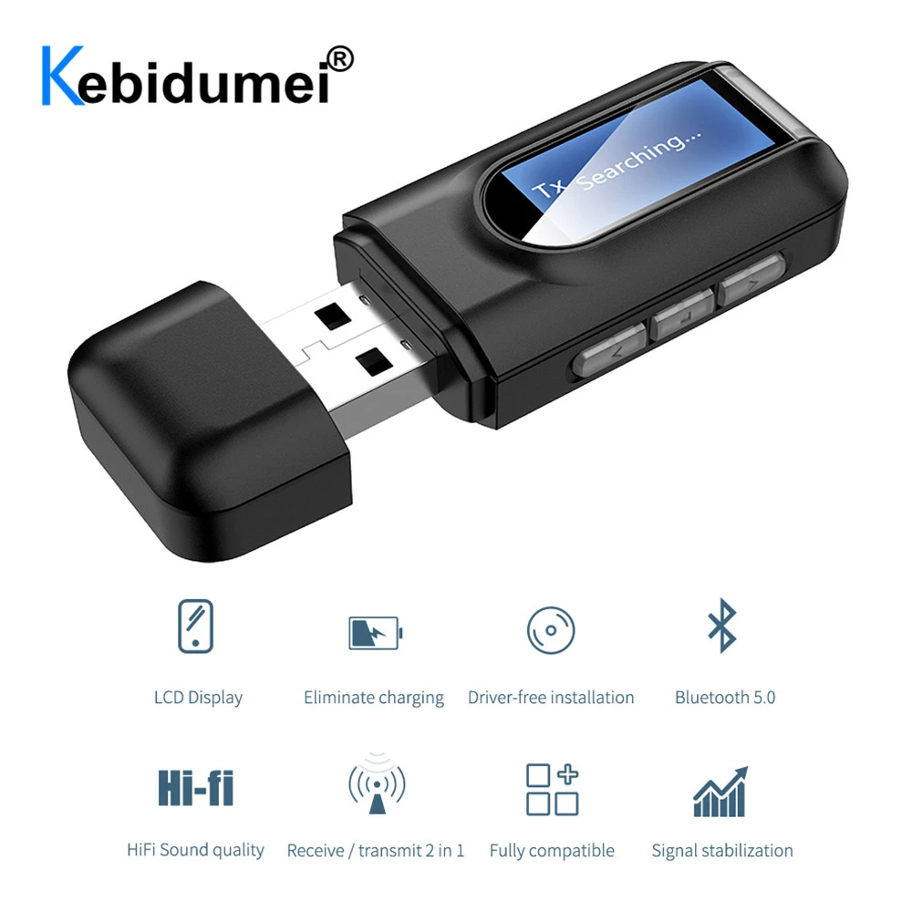 Kruis aan samenvoegen Vel 5.0 Bluetooth Adapter Wireless Lcd Display Usb Bluetooth Receiver Music  Audio Transmitter For Pc Tv Car 3.5mm Aux Adaptador - Bluetooth Adapters -  AliExpress