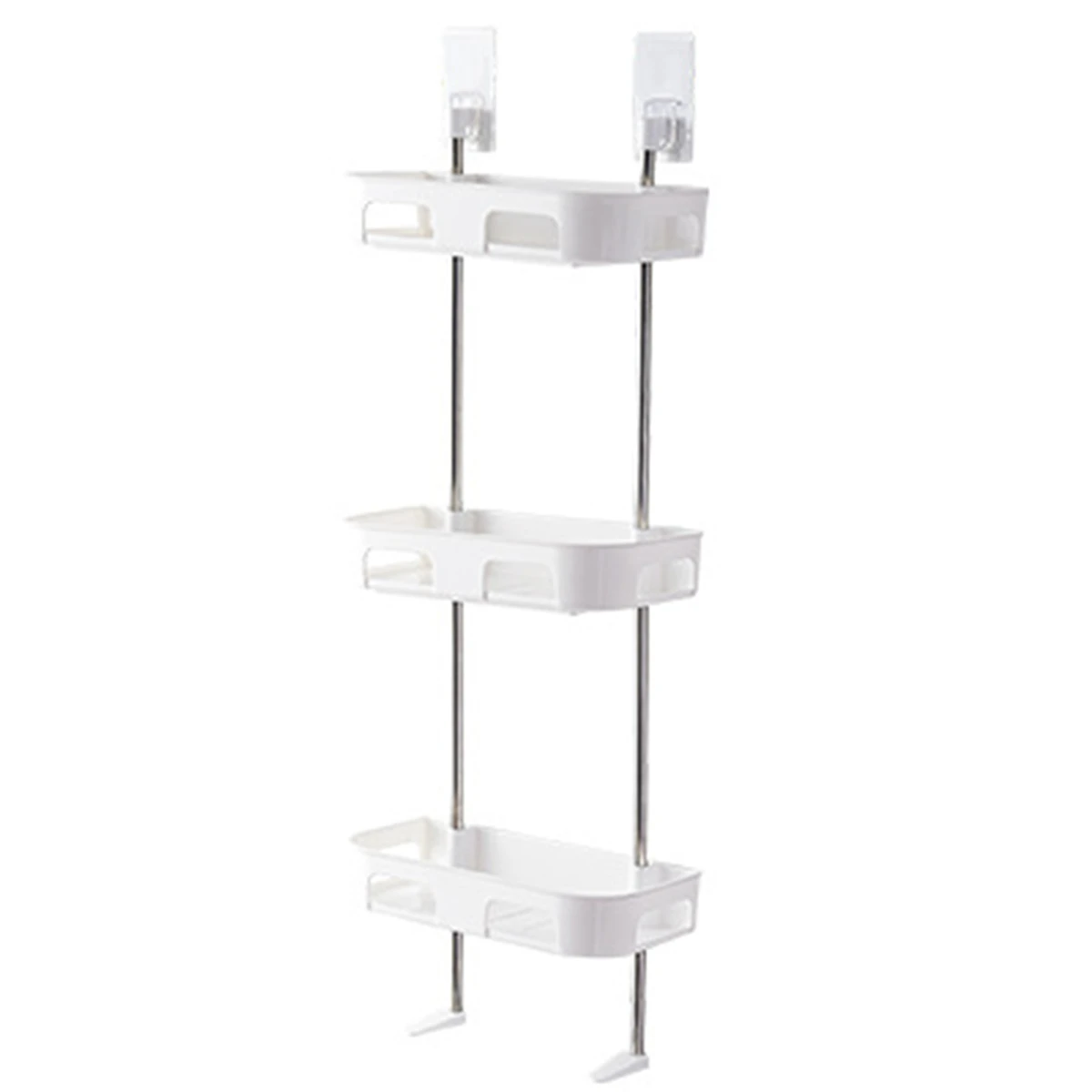 1/2/3 Layer Wall Mounted Bathroom Storage Rack Kitchen Storage Holder Assemble Plastic Bathroom Shelf Space Saving Organizer - Цвет: white 3 layers