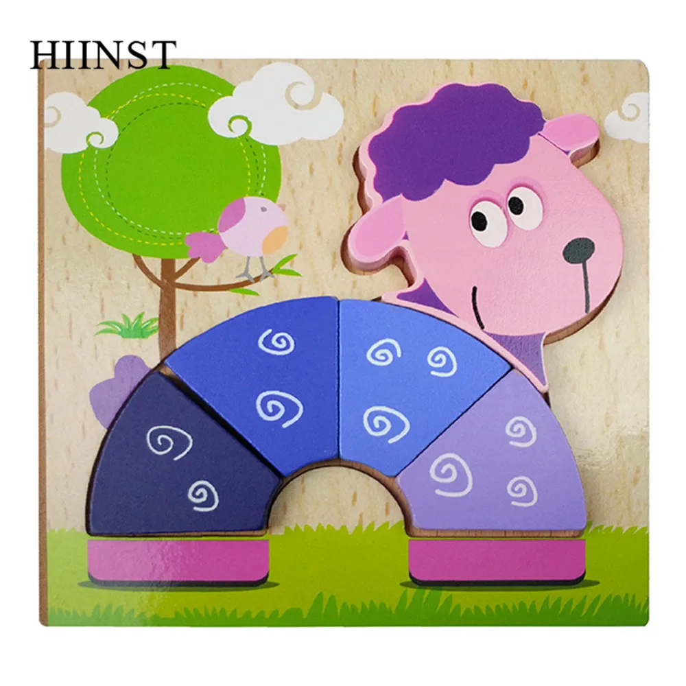 R HIINST пазл, игрушки для детей, деревянные пазлы с животными, обучающие игрушки для детей, транспорт, раннее развитие интеллекта, игрушки - Цвет: R