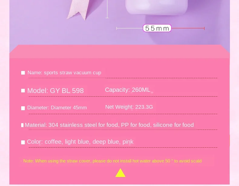 Pupils Vacuum Flask with Straws, Adults, Pregnant Womens Cups, Large-capacity Drinking Straws, Cups, Children Go Out and Carry