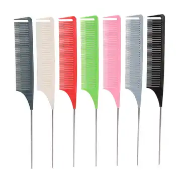 

7pcs Rat Tail Comb Fine-Tooth Hair Coloring Dyeing Tinting Combs Metal Pin Anti-static Salon Shop Hairdressing Hair Styling Tool