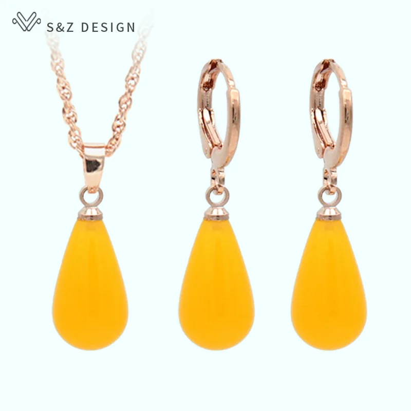 Серьги S & Z из розового золота 585 пробы в форме капли воды|Ювелирные наборы| |