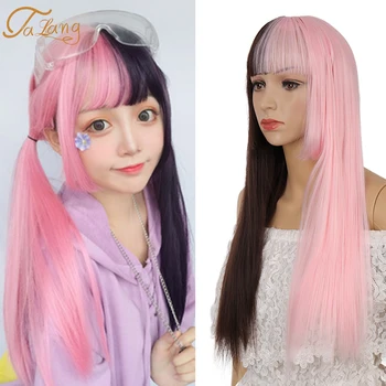 

TALANG black pink Cosplay Wigs for Women Long Synthetic Hair Two Tones High Temperature Fiber Halloween Party Wigs