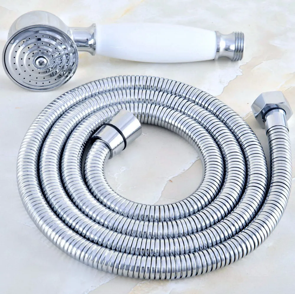 

1.5m Polished Chrome Brass Flexible Bathroom Hand Held Shower Hose and Telephone Style Hand Held Shower Head mhh027