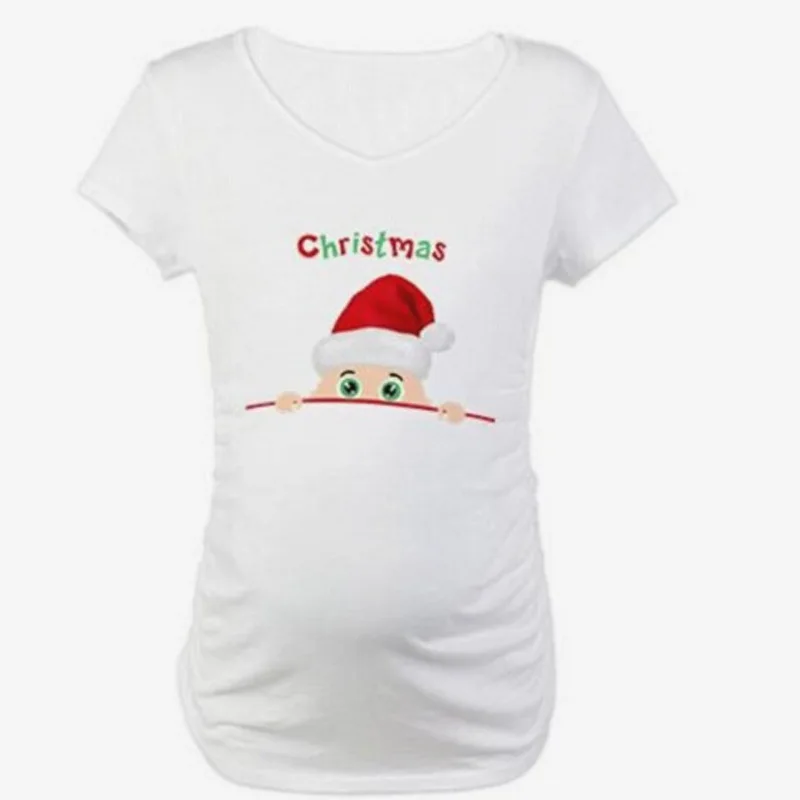 

Hot Selling 2018 Summer New Style Christmas Maternity Clothes Large Size T-shirt Mid-length Europe And America Slimming Short Sl