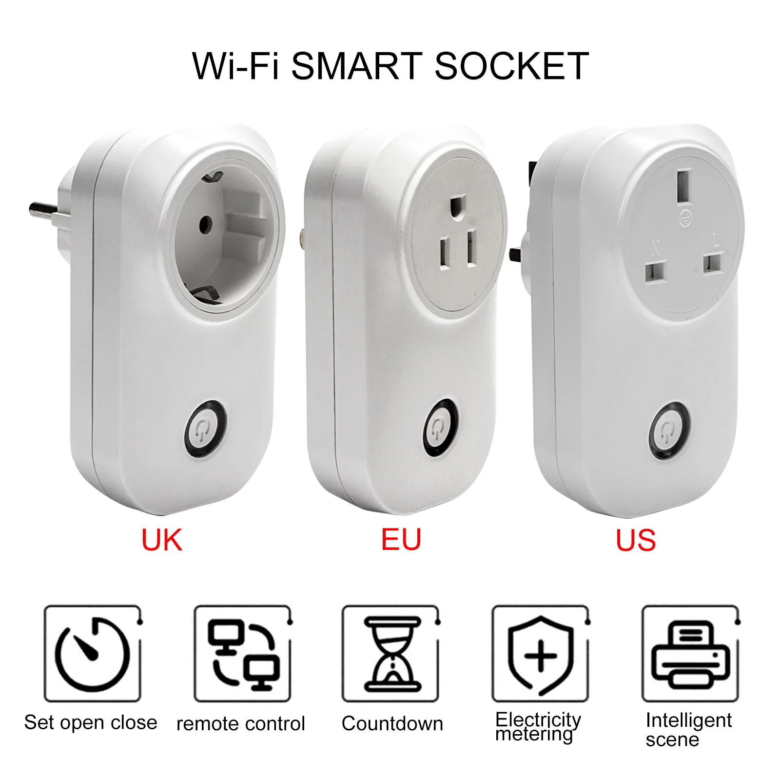 Беспроводное управление Wi-Fi Smart Socket Time APP control EU/US/UK Plug Прямая