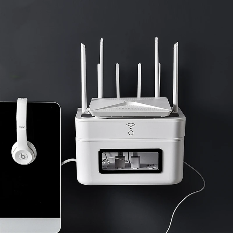 

Wifi Router Storage Box Wall Mounted Wiring Board Organizer TV Data Rack Protection Wire Arrangement Plastic Frames Drawer Type