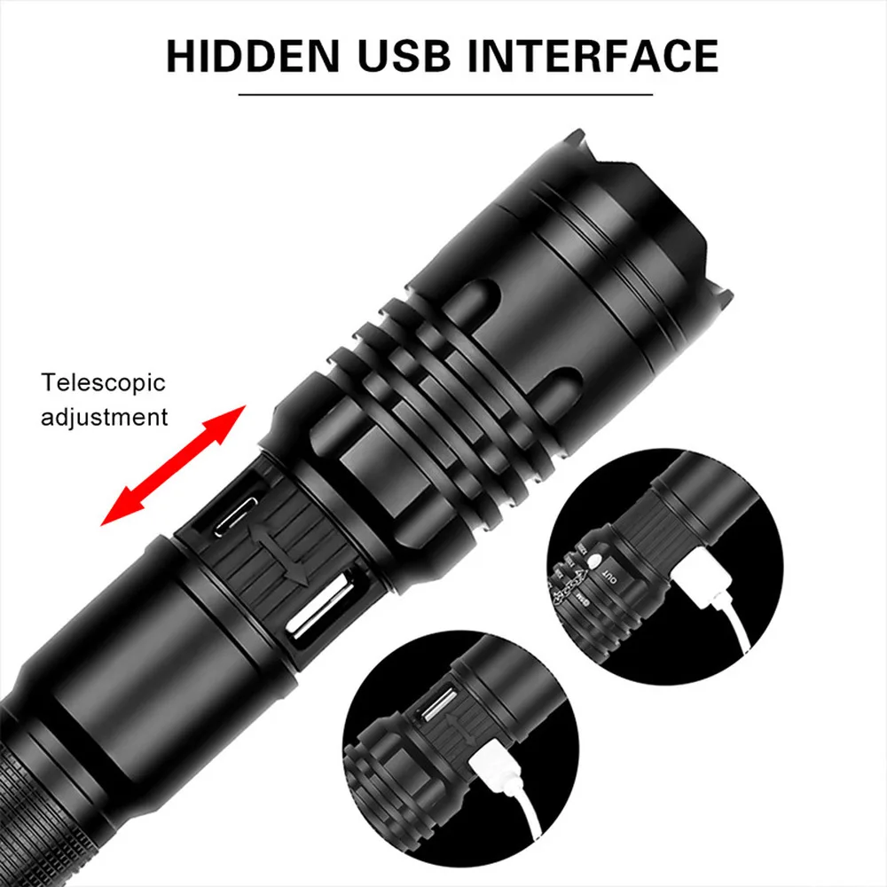 Фонарик ZHIYU Power ful XHP 70 светодиодный ультра яркий USB перезаряжаемый с зарядкой
