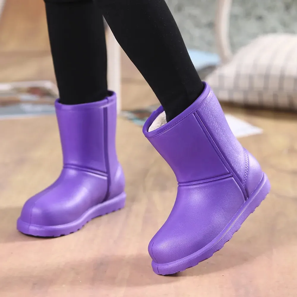 Botas de nieve de felpa para mujer, botines impermeables de abrigo  antideslizante para la lluvia, botines coreanos para estudiantes, zapatos  de trabajo para la colada de la cocina EVA 36 41| | - AliExpress