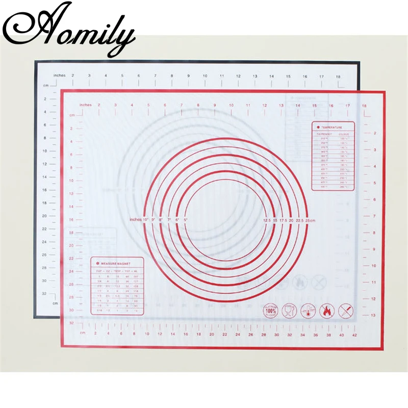 Amoliy 60x60cm Thickened Non-Stick Silicone Baking Mat Kneading Pad Rolling Dough Pad Kitchen Pastry Bakeware Line Bakery Tools