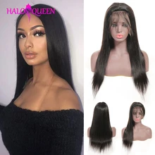 HALOQUEEN Детские волосы парик 13X4 закрытие шнурка парик человеческих волос парик шнурка прямой 8-28 дюймов не Реми бразильский