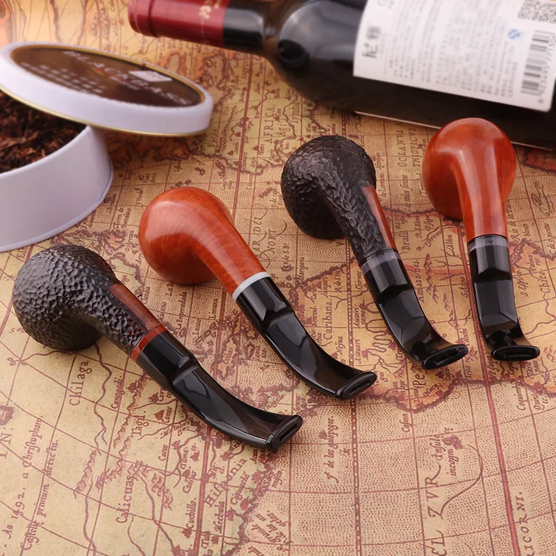 Handmade Briar Wood Cigarette Smoke Pipe Natural Bent Type Wooden Tobacco Pipe Narguile Herb Tobacco Oil Burner Pipe For Mens