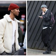 Мужская вязаная шапка бини с черепом шапка вязаная шапка с отворотом рухнутая Ретро Темно-Синий стиль моряк