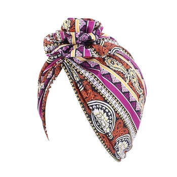 

New Hair Cap For Sleeping Pan Flower National Turban Hat Printing Bonnet Head Scarf Headwear Beanie Dot Coloring Chemo Styling