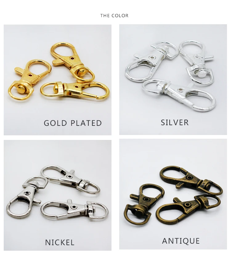 10p 36mm Gold Silver Key Ring Bag Key Fob Ring Keyring Swivel Trigger Clip Lobster Clasp Hook for Keychain Making lanyard Buckle