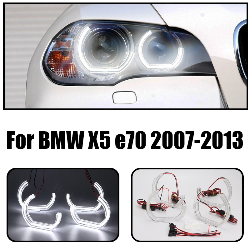

LED Angel Eye Kit 6000K White Halo Ring DRL Day Light for BMW X5 E70 2007 2008 2009 2010 2011 2012 2013 Crystal Angel Eyes