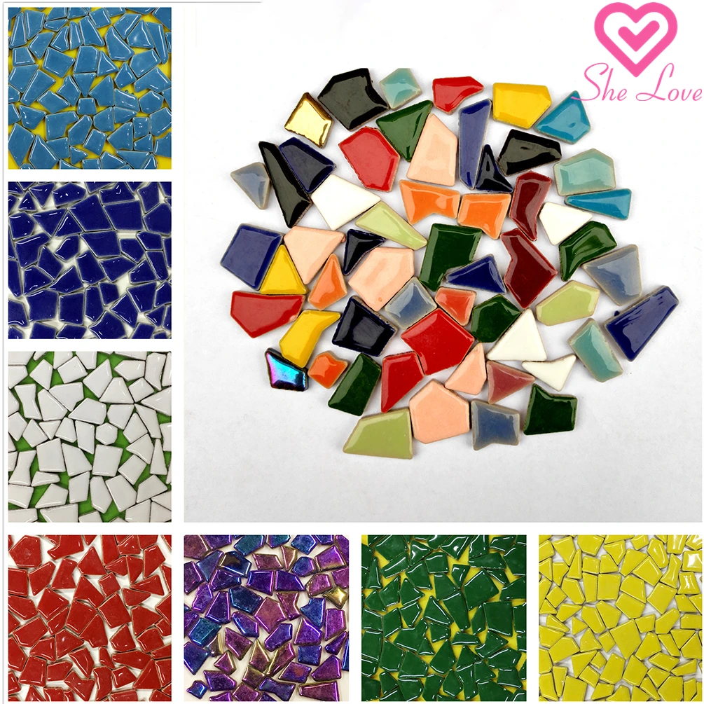 Ceramic Mosaic Tiles 100g Irregular Mosaic Making Materials DIY Hobby Wall Crafts Decorative Material Mosaic Pieces for Arts