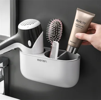 

ABS Bathroom Hair Dryer Rack Wall-mounted Shelf Toothbrush Storage Holder Organizer Bathroom Accessories