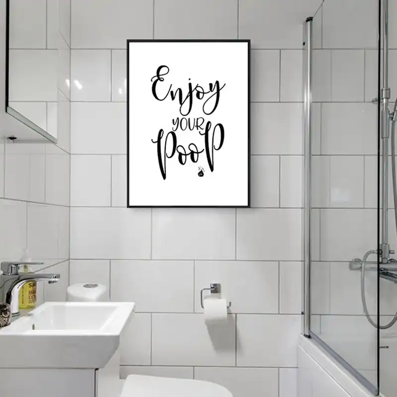 Funny Bathroom Sign Canvas Poster Wall Art Prints , No Selfies Enjoy