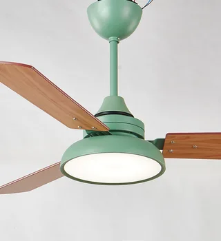 

Fan light modern simple makaron living room household electric fan chandelier northern Europe dining room lamp fan with light