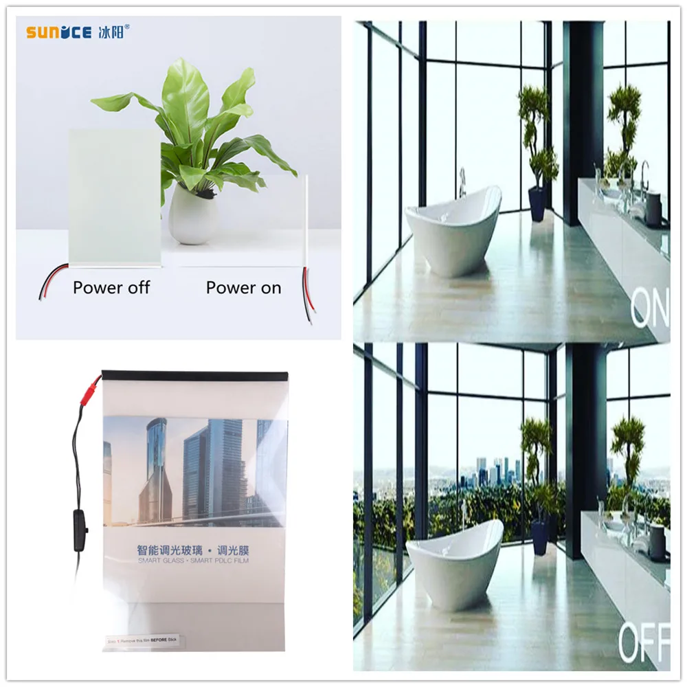 

Smart Film SUNICE 875mm x 2105mm with glue (self-adhesive) smart window glass film transparent to opaque house office privacy