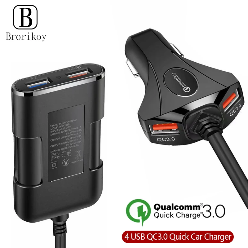 

Quick QC 3.0 Charger Car Charging For iPhone Huawei Meizu Universal Samsung 4 USB Port Multi Mobile Phone Fast Charges Adapter