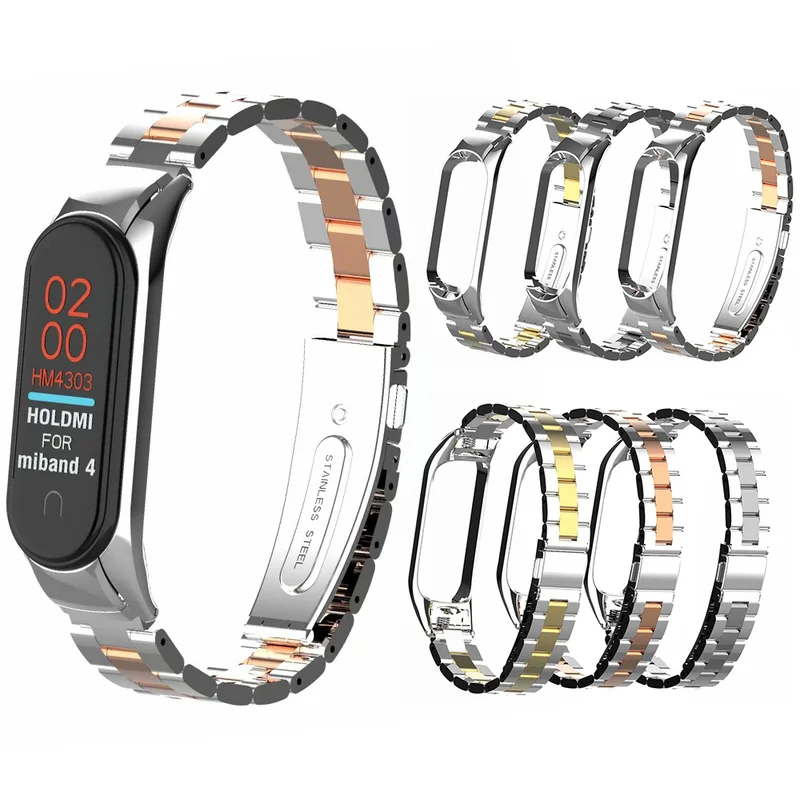 

For Xiaomi 3 4 Watch Wristband Accessories for Xiaomi Mi Band 3 4 Metal Strap Wristband Stainless Steel Buckle Replacement Strap