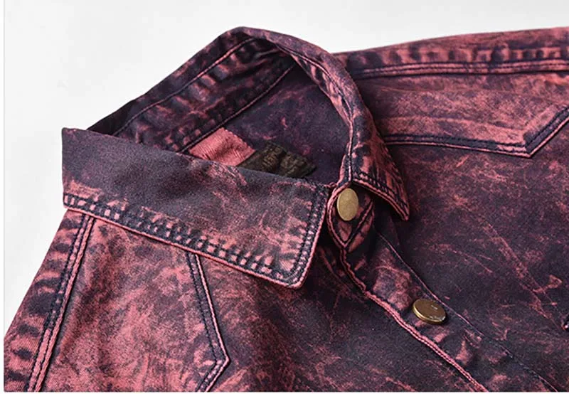 KIOVNP Men Tie Dye Cotton Shirts Turn Down Collar Casual Jeans Shirts For Male Fashion Designer  (11)