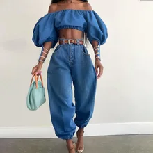 

Fashion Denim Blue Mom Jeans Legs High Waist Corset Loose Feet Women Street Clothing Swag Shaped Bottom Pants Fall 2022 Y2k