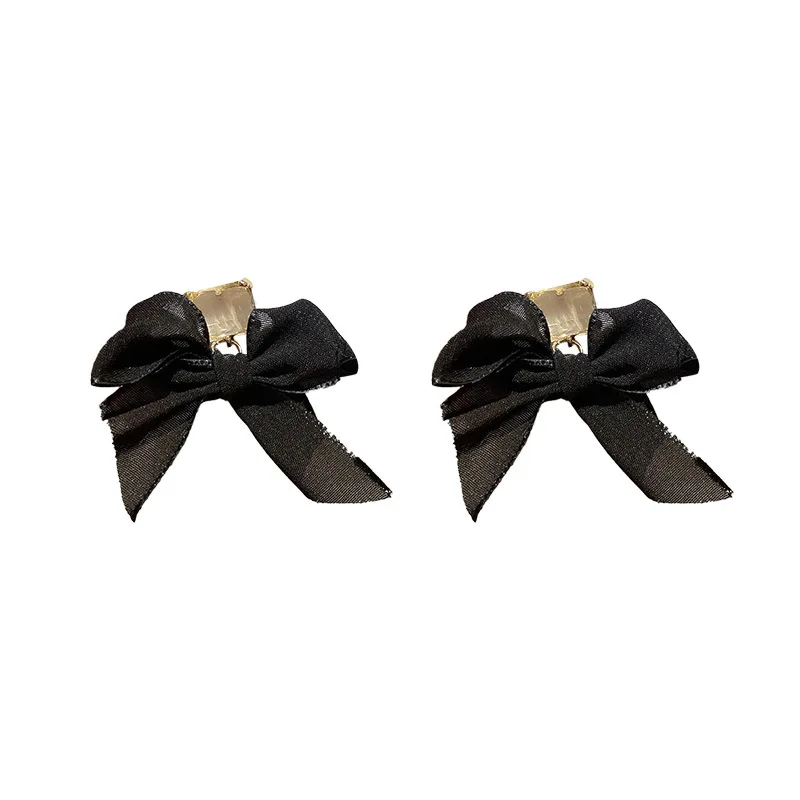 Black Ribbon Bow 3 Drop Earrings