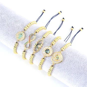 

Luxury Zirconia Bracelet for Women Gold Color Girl Accessory 8 Character Eyes Love Evil Eye Charm Wristband Jewelry Friend Gift