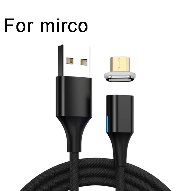 Магнитный Usb кабель для зарядки 3A 5A Магнитный Usb type C супер быстрый зарядный кабель Mirco Usb Cavo Magnetico шнур для huawei Xiaomi - Цвет: black for mirco