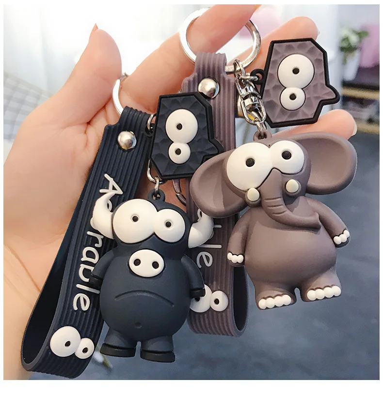 

Cartoon Baby Elephant Keychain Car Key Ring Bag Bell Pendant Key Holder Trendy Cute Animal Pendant Jewelry Buckle Clasp Gifts