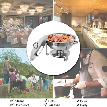 

5L Stainless Steel Flip Round Buffet Chafing Dish Restaurant buffet Insulated Round Buffet Stove
