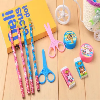 

Random Color Stationery Set 5 pcs Set Primary School Stationery Pencil Eraser Prize Birthday Gift Children's Gift