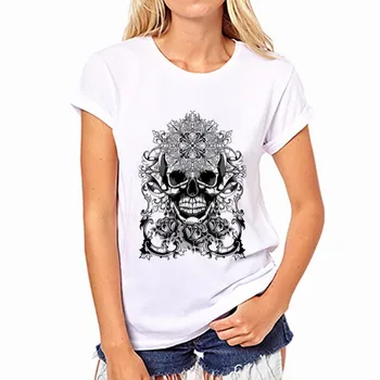 

Black Skull Print T Shirt Women Short Sleeve O Neck Loose Tshirt 2020 Summer Women Tee Shirt Tops Camisetas Mujer