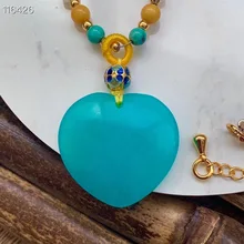 Природный Амазонит кулон для женщин мужчин 24x23x6,5 мм бусины в форме сердца Модный янтарь жемчужные бусы, цепочка камень ожерелье AAAAA