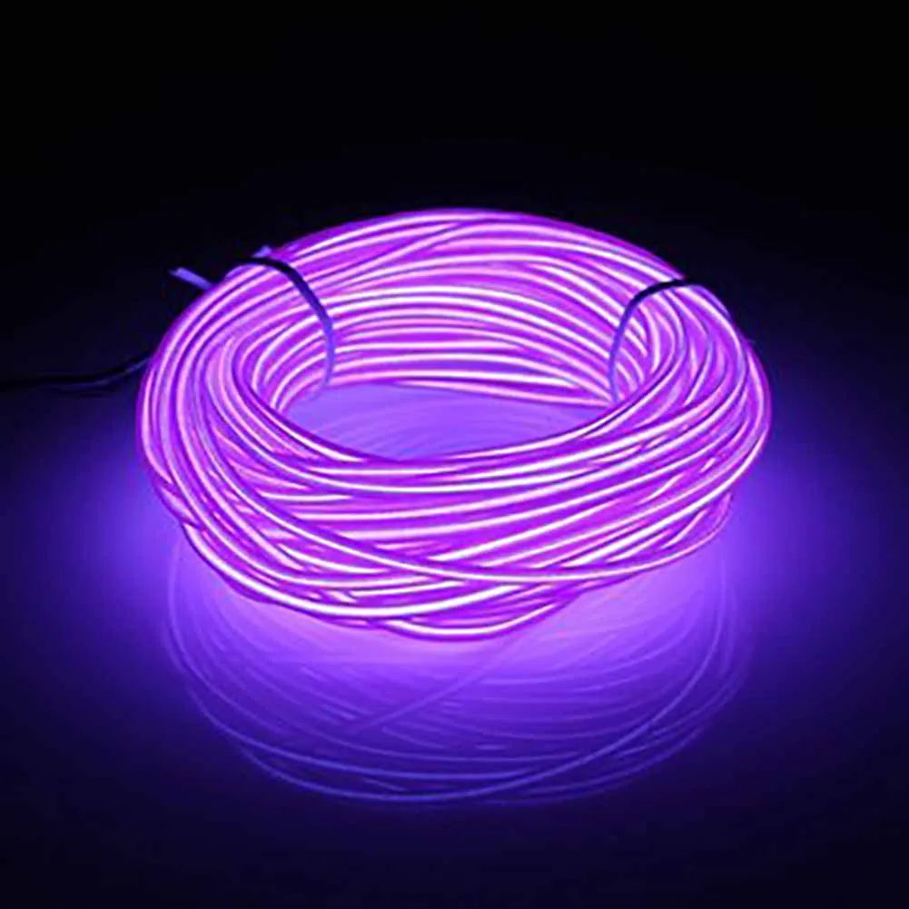 Colorful 20-220V 10M EL Led Light Creative Flexible Soft Tube Wire Neon Glow waterproof Car Rope Strip Light Xmas Decoration - Испускаемый цвет: Purple