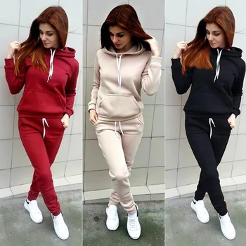 

Zogaa Autumn Winter 2 Piece Sets Womens Outfits Fleece Large Pocket Hooded Pullover with Pants Set Sweat Suits Women Tracksuit