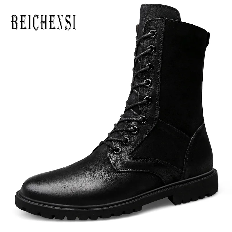 

2019 New Men of England Tide Martin Boots Fashion High-top Boots In Soft Leather Boots Shoes Men Tube Plus Size US6-US15