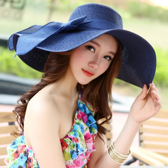 

Beach Hat College Style Summer Straw Hat Large Brimmed Hat Children Foldable Sun-resistant Sun Hat Outing Seaside Versatile Holi