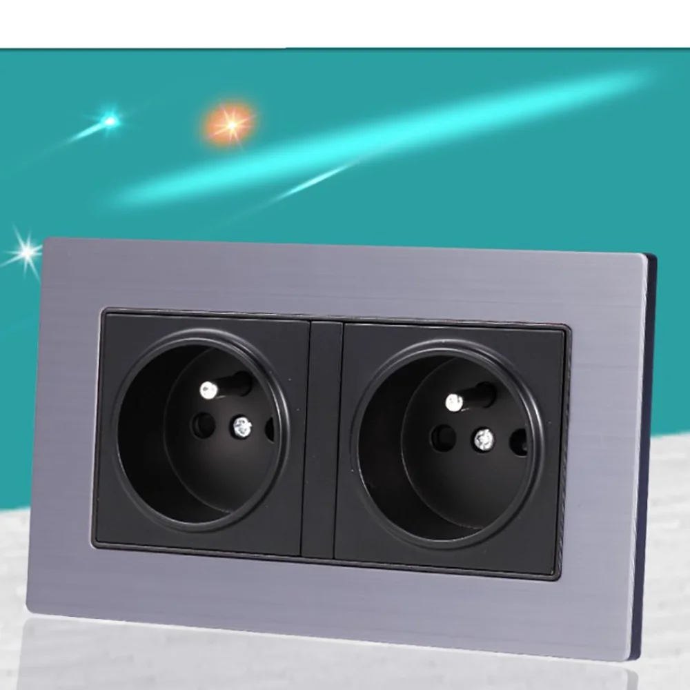 SANDIY 16A Double French Standard Wall Socket Luxury Power Outlet