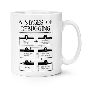 

6 Stages Of Debugging Computer Programming Programmer Coffee Mug 11 OZ