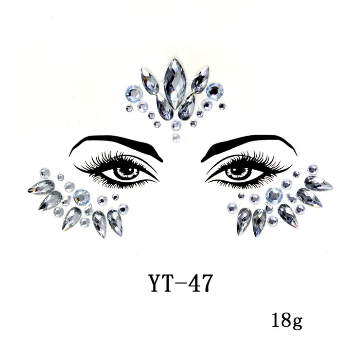 8   Face Stickers For Halloween Christmas Birthday Wedding Women Beauty Makeup Party Decor Colorful Rhinestone Crystal Face Sticker