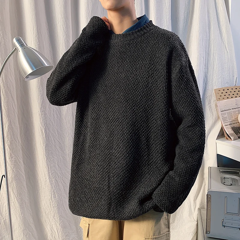 Winter Thick Sweater Men Warm Fashion Casual O neck Knitted Pullover Mens Loose Knitting Sweaters Male 2