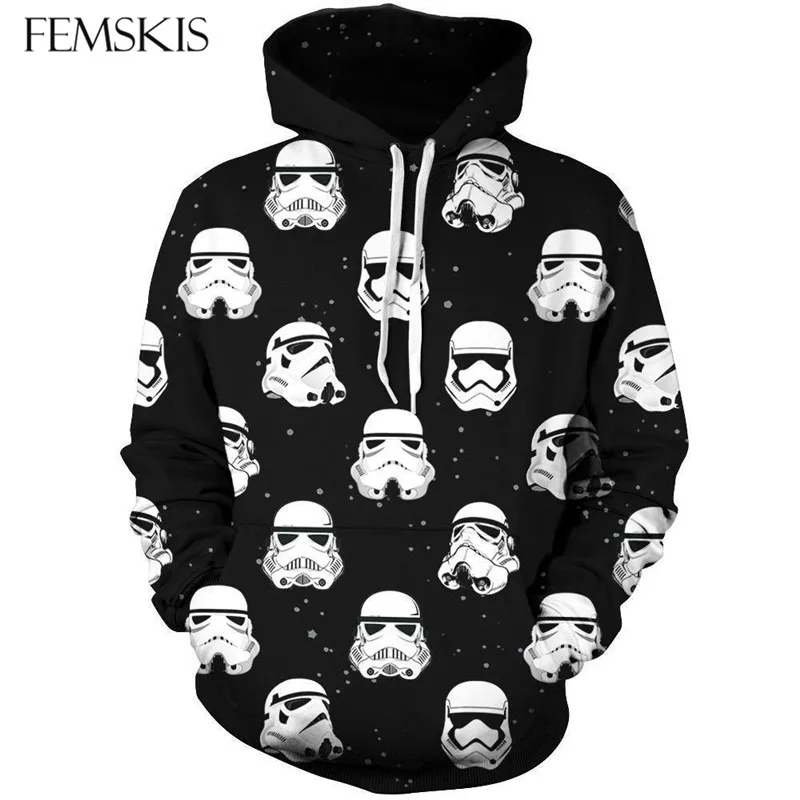 

FEMSKIS New Harajuku Mens Womens Pullovers Hot Movie Star Wars 3D Print Hooded Sweatshirt New Fashion 3D Hoodies Sportswear