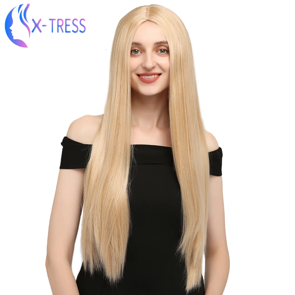 Парики из синтетических блонд для женщин Длинные прямые X-TRESS парик 12 цветов