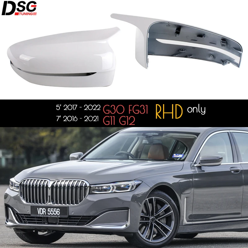 Белые крышки для зеркала двери BMW 2017 - 2022 5 серии G30 G31 2016 2021 7 G11 G12 RHD автомобилей UK JP AU