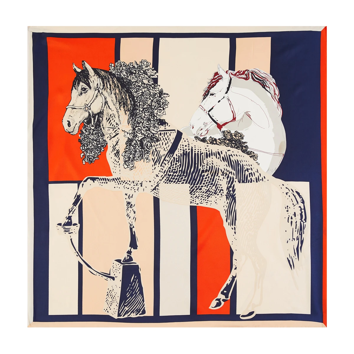 90cm Horse Twill Silk Square Scarf Shawl Women Luxury Brand Hijab Scarf Foulard Bandana Handmade Curled Head Scarves For Ladies 2022 twill silk small scarf top ladies turban summer cool scarf circle print necklace bag handle scarf girls silk hairband shawl