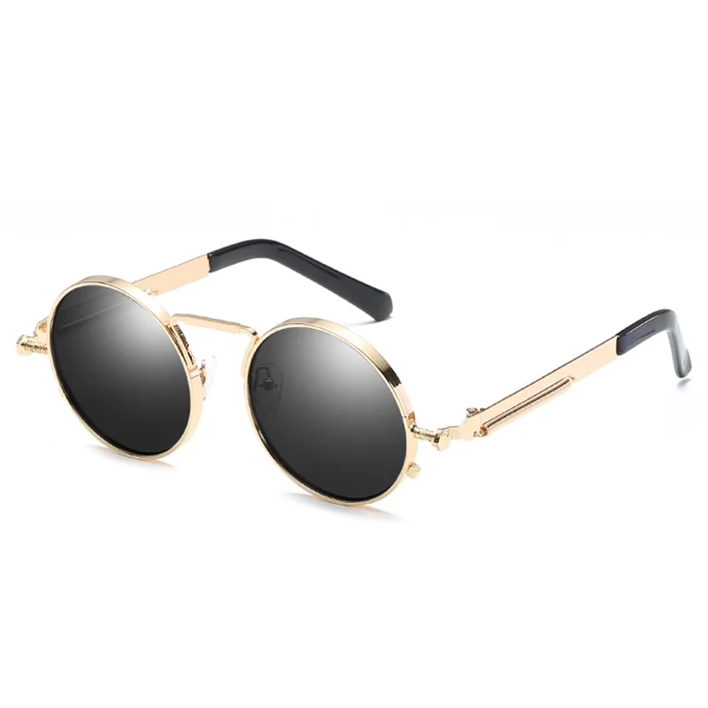 Retro Punk Spring Leg Round Sunglasses Men Polarized Metal Myopia Lens Prescription Sun Glasses Women 0 -0.5 -0.75 To -6.0 3